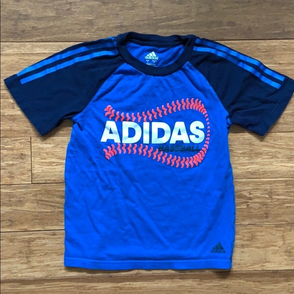 ADIDAS Boys Blues Tshirt Loose Fit sz 7